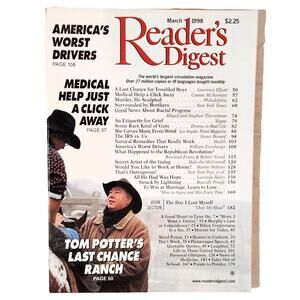 Reader's Digest Magazine March 1998 Vintage Back Issue Cowboy Cover
